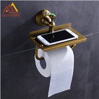 Antique Brass Bathroom Paper Holders Solid Brass Wall Mounted Retro Style Holders