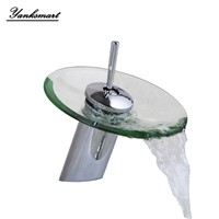 RU Bathroom Waterfall Faucet Glass Faucet Waterfall Brass Basin Faucet Bathroom Mixer Tap Deck Mounted basin sink Mixer Tap