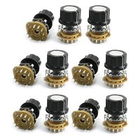 11Pcs 6mm Knurled Shaft 14Pin Rotary Switch Potentiometer 2-Pole 6-Position 2P6T