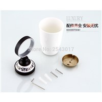 Ceramic Cup and Tumbler Holders Wall Mounted Black Bronze Single Cup Holder Bathroom Accessory Toothbrush Holder ZR2674
