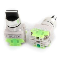 2 Pcs Illuminated Red Head 2 Position 2NO Rotary Type Push Button Switch DPDT 660V