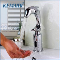 KEMAIDI New Arrival Deck Mounted  Automatic Sensor Hand Free Waterfall Bathroom Basin Sink Faucet Chrome Mixer Tap Sense Faucets