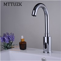 MTTUZK Brass Chrome Plated Bathroom Sensor Faucet Deck Mounted DC6V&amp;amp;amp;AC220V Automatic Water Saving Basin sensor Tap orneira