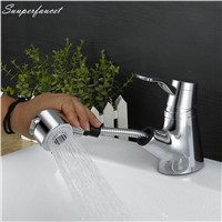 Superfaucet Brass Basin Faucet,Bathroom Pull Out Faucet,Wash Basin Faucet Mixer,Bath Vessel Sink Mixer Tap Washing Hair HG-4848