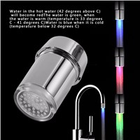 3 Color LED Light Change Faucet Shower Water Tap Temperature Sensor Water Faucet Glow Shower Left Screw with Converter Dropship