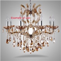20PCS/lot Champagne Crystal chandelier pendants Glass Water drop Connect with 14mm Crystal Octagon Bead By Golden ring