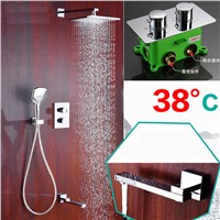 Bathroom Shower Faucet Brass Embedded Thermostatic control switch mixing valve taps Concealed Tub three function Shower sets SS1