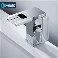 EVERSO LED Faucet Wide Flowing Water Basin Sink Faucet Chrome Single Handle Bathroom Faucet Cold and Hot Mixer Tap