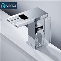 EVERSO LED Faucet Wide Flowing Water Basin Sink Faucet Chrome Single Handle Bathroom Faucet Cold and Hot Mixer Tap