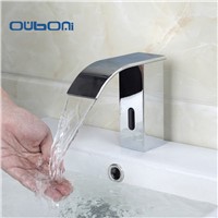 OUBONI Automatic Sense Faucet For Kitchen Bathroom Basin Water Saving Electric Sensor Water Tap Mixer 6V Battery Power