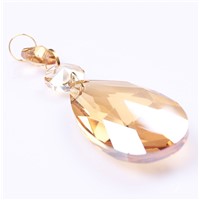 6PCS/lot Champagne Crystal chandelier pendants Glass Water drop Connect with 14mm Crystal Octagon Bead By Golden ring home decor