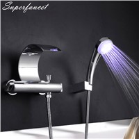 Superfaucet LED Bathtub Shower Faucet,Bathroom Waterfall Shower Faucet,Hand Shower Mixer Taps,Tub Mixer Tap,Shower Set HG-9104