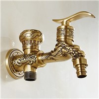 Wholesale and Retail Antique Brass Washing Machine Solid Brass Dual Handles One Hole Tap