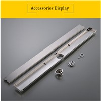 600mm 304 Stainless Steel Odor-resistant Linear Floor Drain  with Tile Insert Grate Invisible Shower Drain Brushed Stainless