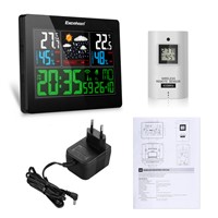 EXCELVAN COLOR Wireless Weather Station With Forecast Temperature Humidity EU Plug Alarm and Snooze Thermometer Hygrometer Clock