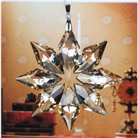 80mm DIY Champagne Christmas Snowflake Hanging Glass Pendants Crystal Suncatcher Prism Chandelier Parts Ornament Party Decoratio