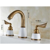 New Arrivals luxury basin faucet 8 inch water tap brass ceramic &amp;amp;amp; diamond bathroom faucet antique widespread basin sink faucet