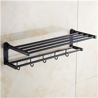 60cm  towel rack shelf with hooks wall mounted, Oil Rubbed Bronze towel rack black, Copper brushed wall bathroom shelves