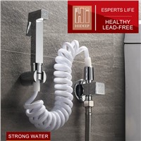 HIDEEP Chrome Plated Handheld Bidet Spray Set Shattaf With Wall Bracket Stretch Hose Toilet Shower Jet Set