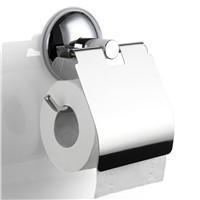 Wall mounted stainless steel tiolet paper roll holder, Chrome plated vacuum suction sucker type tissue holder towel rack