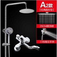 Copper shower faucet stainless steel pipe, Wall mounted shower faucet set shower head, Bathroom rainfall shower faucet mixer tap
