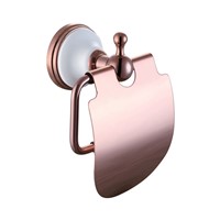 Bathroom wall mounted Solid brass Rose gold Paper holder toilet paper roll holder with cover