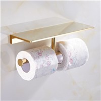 Top Quality Wall Mounted Double Roll Paper Tissue Holder Brass Bathroom Towel Paper Holder Shelf Mobile Tack