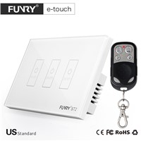 FUNRY US Standard 3 Gang Remote Smart Switch,Crystal Glass Panel Touch Switch, Wireless Remote Control Light Switch, Wall Switch