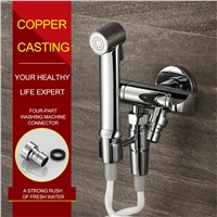 HIDEEP Handheld Bidet Sprayer Set Shattaf Brass Cloth Diaper Sprayer Combo Kit for Toilet with Hose