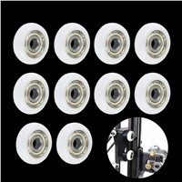10pcs Durable Pulley Ball Bearing Nylon Plastic Carbon Steel Pulley Wheels Groove Ball Bearings Set 5X23X7mm