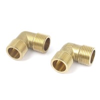 2Pcs Brass Pipe 90 Degree 1/2BSP Male to Male Thread Water Fuel Elbow Fitting