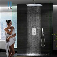 55cmx35cm Bathroom In Wall Shower Set Square Chuveiro top spray booster thermostatic or Hot and Cold water Rain Shower System
