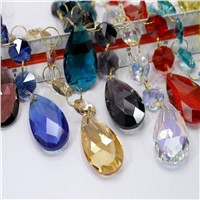 Top quality 22x92mm 10pcs/lot Champagne Glass Crystal Chandelier Pendant Prism+ two pieces 14mm Crystal octagon Beads