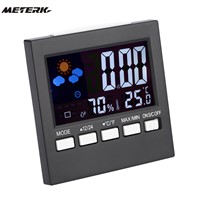 Digital LCD Thermometer Hygrometer Clock Alarm Multi-functional Snooze Function Calendar Weather Forecast Display