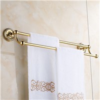 Antique Bronze Copper Double Towel Rod European Brush Towel Rack Bunk Bathroom Towel Rack Bar 60cm Length