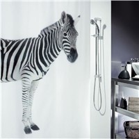 High Quality 180*180cm Zebra Art Style Waterproof Fabric Bathroom Shower Curtain With Hooks