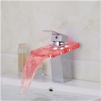 Brass Chrome Water Faucet Led Bathroom Basin Sink Faucet Waterfall Faucet Led Faucet torneira Mixer 5 Years Warranty