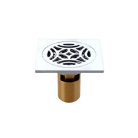 Brass U Type Deep Water Floor Drains Filter Deodorant Core Floor Drain Strainers Covers Chrome Plated Carved Panel Pattern Style