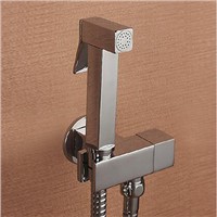 Bidet spray shower nozzle set chrome, Copper single cold water bidet faucet, Bathroom wall mounted toilet flushing device suit