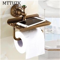 MTTUZK antique bronze  carved Bathroom copper antique roll paper holder multi - purpose paper towel racks Mobile phone shelf