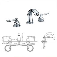 Deck-mounted Widespread Chrome 3 Pcs Bathroom Faucet Lavatory Basin Sink Mixer Tap