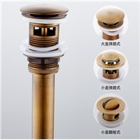 High quality Solid  Gold Brass Bathroom Lavatory Sink Push-down Pop Up Basin Drain bathroom parts faucet accessories