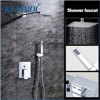 KEMAIDI High Quality Bathroom Wall Mounted 8&quot; Rain Shower Head Valve Mixer Tap W/ Hand Shower Rainfall  Shower Mixer Faucet Set