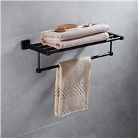 black towel rack Black us style bathroom towel shelf bath bathroom rack bathroom towel holder black Double towel shelf HC6704