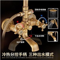 New Luxury Antique Brass Carving Rainfall Shower Sets Faucet Mixer Tap Tub Faucet Brass Bath &amp;amp;amp; Shower Faucet Set Bathtub Faucet