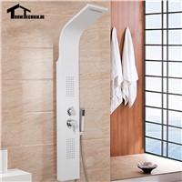 Curved Bathroom White Shower Panel Waterfall Body Jets Hand Held Massage System Faucet Jets Hand Shower Tower Column 1057