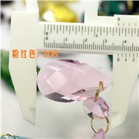 Top quality 22x92mm 10pcs/lot 1pc Pink Faceted Glass Crystal Chandelier Pendant Prism With two pieces 14mm Crystal octagon Beads