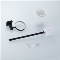 Luxury black bathroom toilet brush holder with Ceramic cup/ household toilet brush bath holder bathroom brush shelf accessories