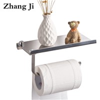 Concise wall mounted toilet paper holder Bathroom fixture Stainless Steel roll paper holders With Phone shelf ZJ113