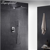 Superfaucet Bathroom Shower Faucets 8 Inch Rainfall Shower Set Brass Chrome Finish,Shower Head Hand Shower Mixer Taps HG-8118